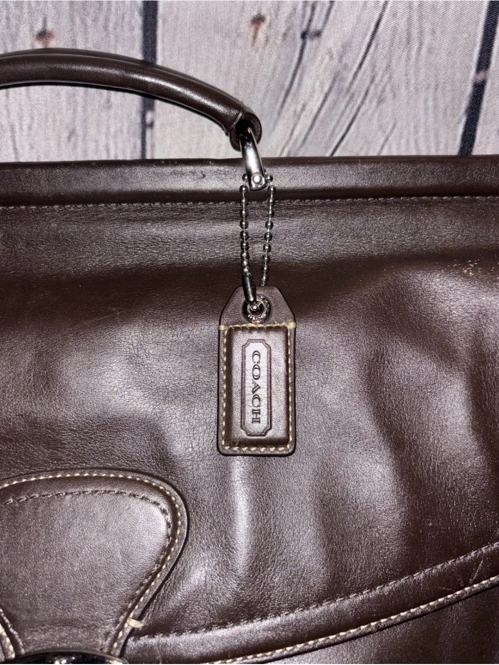 Vintage Coach Brown Leather Briefcase Messenger Bag Large Snap Handle Rare - Picture 2 of 11